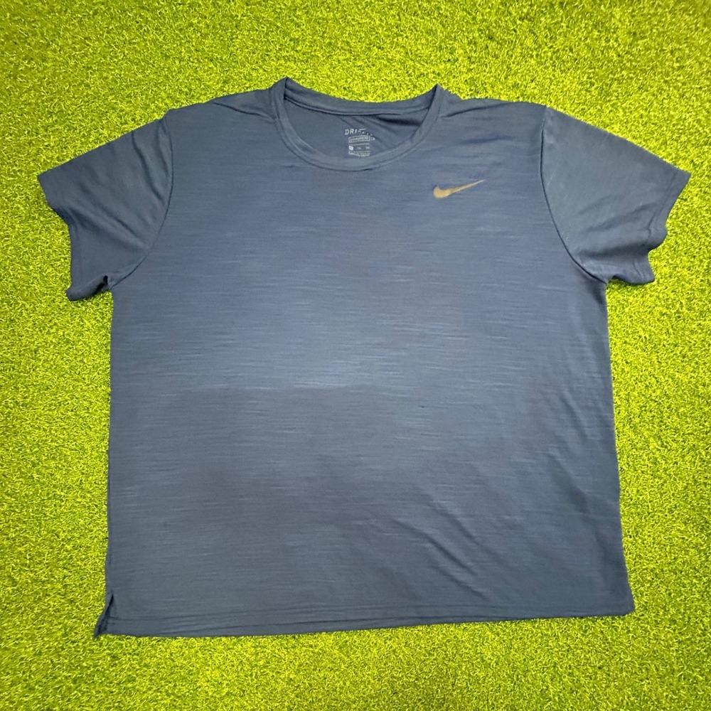 Nike Dri-FIT Mens XXL Navy Blue Heathered Training T-Shirt Standard Fit